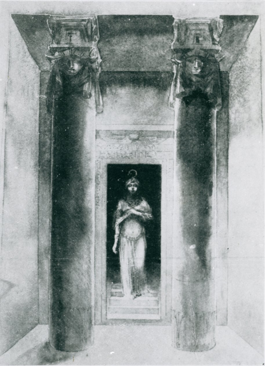 Skizze von Moina Mathers (1865-1928) in der Rolle der Hohepriesterin Anari, die die Riten der Isis ausführt, Paris, 1899 von English School
