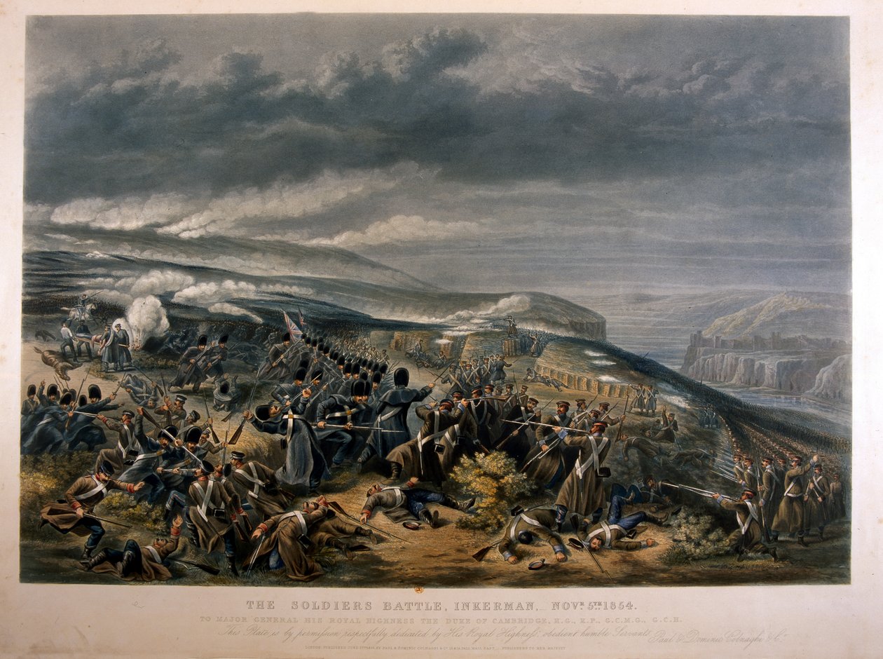 Soldaten in der Schlacht von Inkerman während des Krimkriegs, 5. November 1854, 1855 von English School