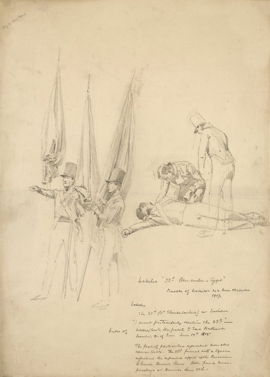 Soldaten von Waterloo (Bleistift auf Papier) von English School