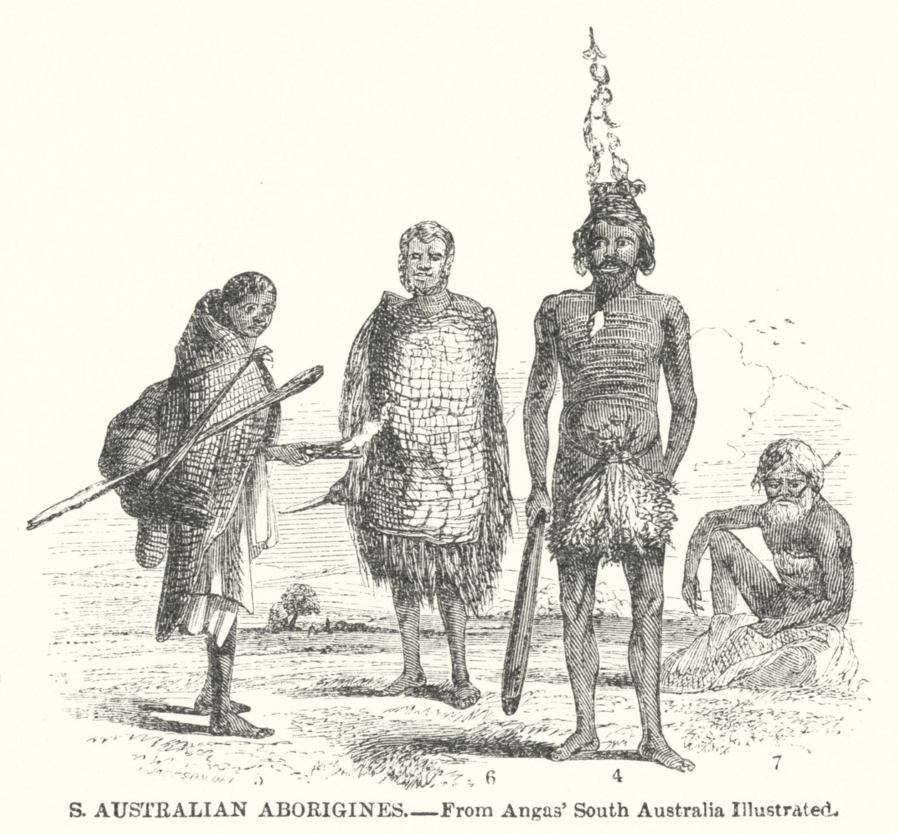 Aborigines aus Südaustralien (Gravur) von English School