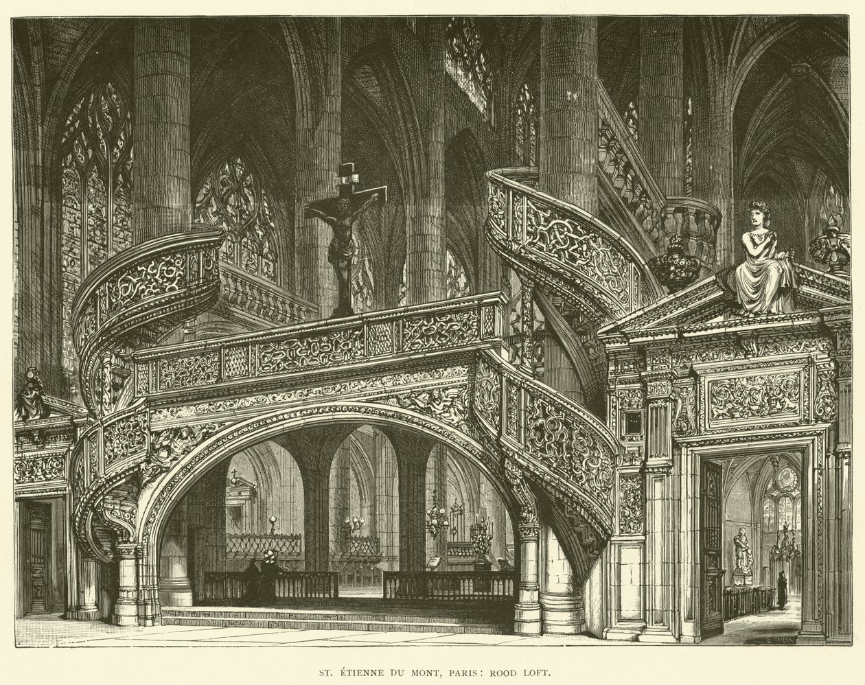 St Etienne du Mont, Paris, Lettner (Gravur) von English School