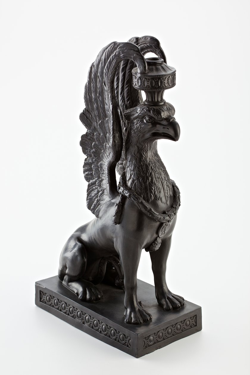 Staffordshire Wedgwood Basaltware-Kerzenhalter in Form eines Greifen, ca. 1771-80 von English School