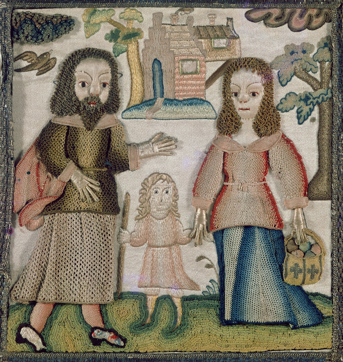Stumpwork-Kästchen, englisch, um 1660 von English School