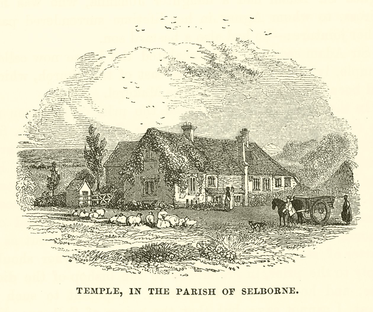 Tempel, in der Gemeinde Selborne (Gravur) von English School