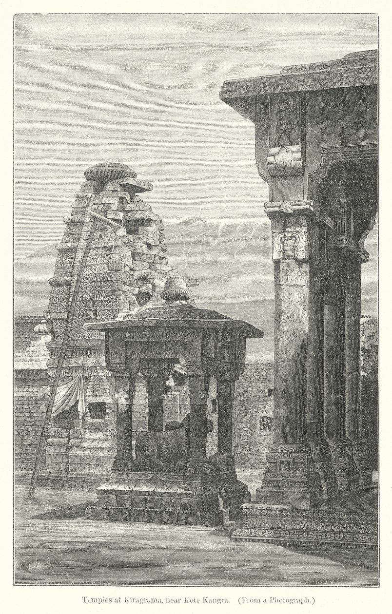 Tempel in Kiragrama, nahe Kote Kangra (Gravur) von English School