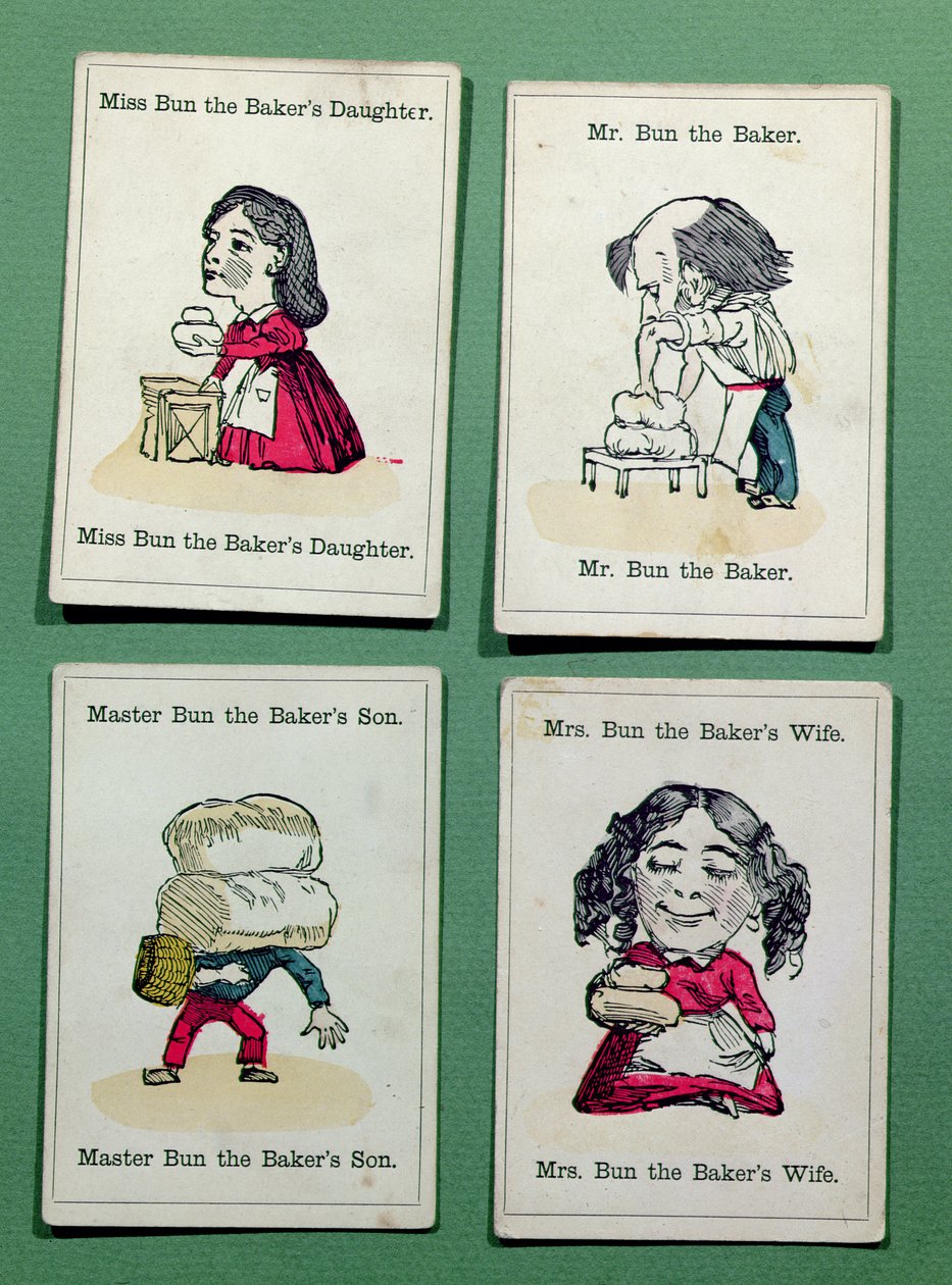 Die Bäckerfamilie aus einem Spiel der Glücklichen Familien, Mitte des 19. Jahrhunderts von English School