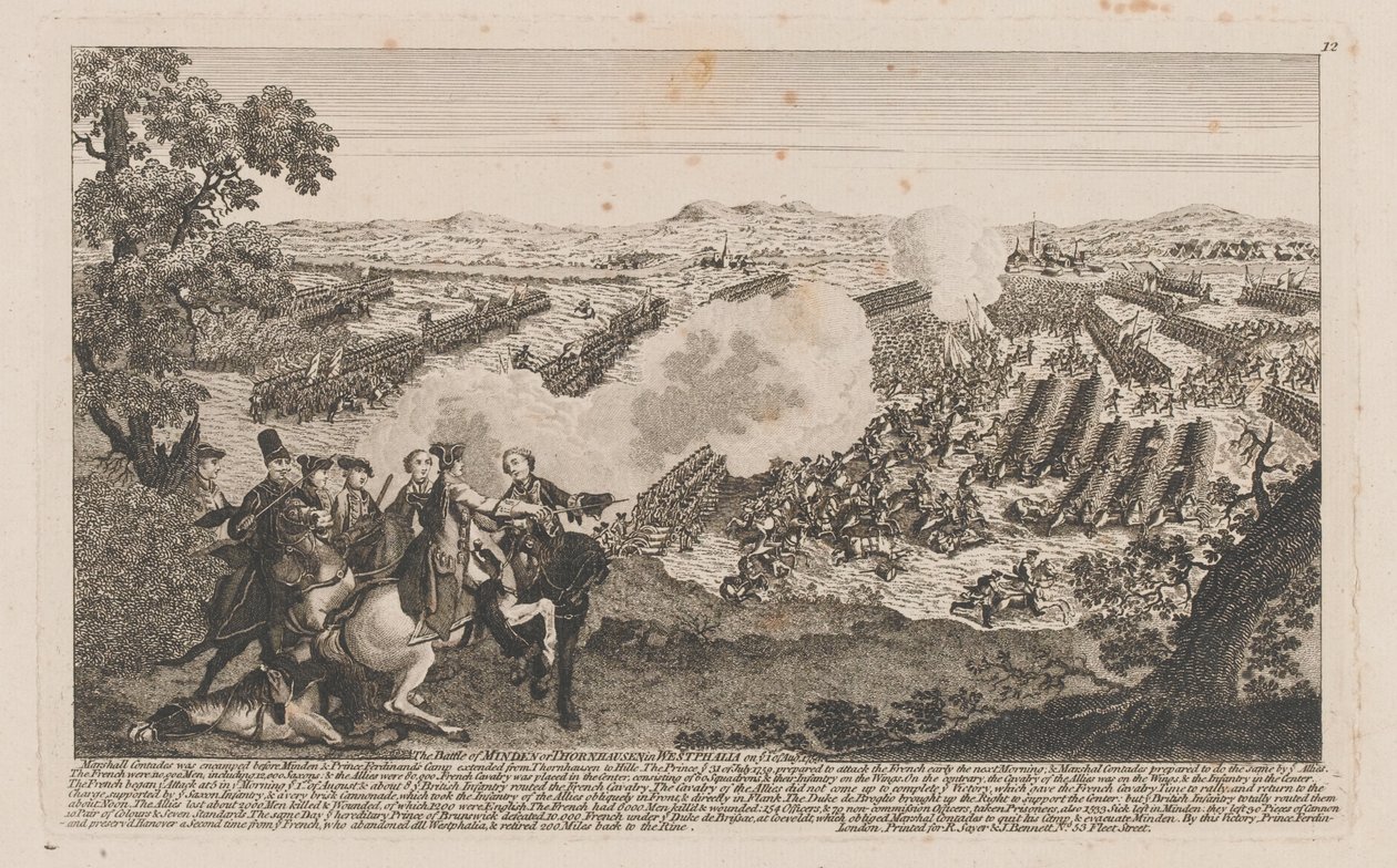 Die Schlacht von Minden oder Thornhausen in Westfalen am 1. August 1759 von English School