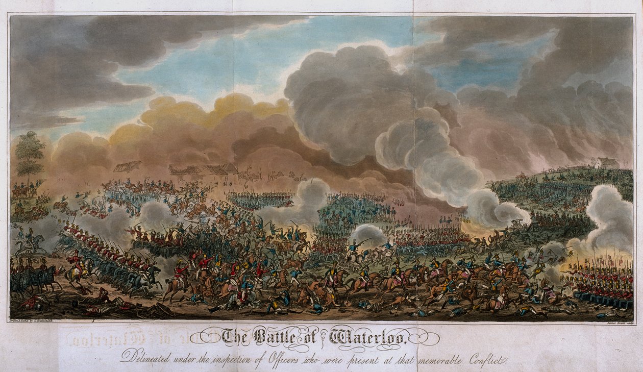 Die Schlacht von Waterloo, 1815, 1817 (Aquatinta) von English School