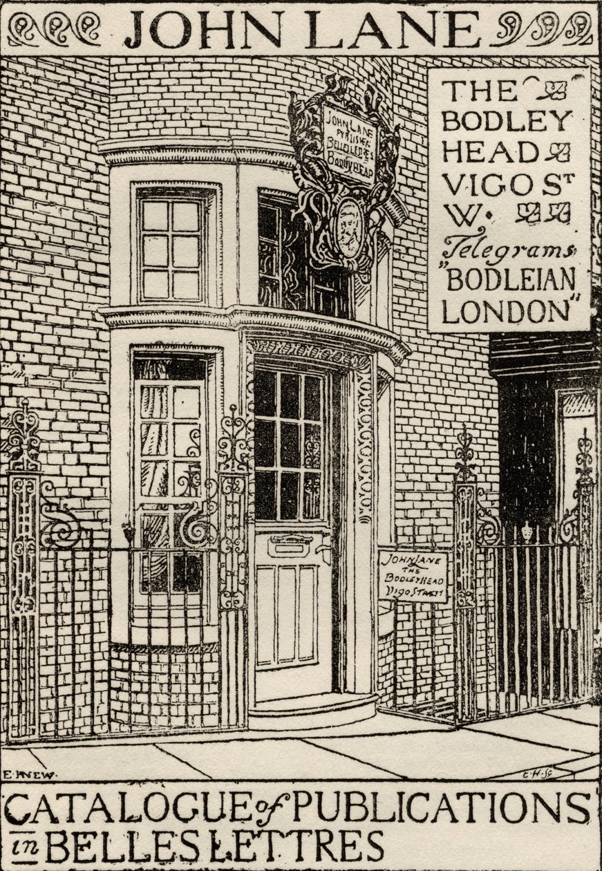 The Bodley Head Publishing House, Titelbildillustration aus dem Katalog der Veröffentlichungen in Belles Lettres von English School