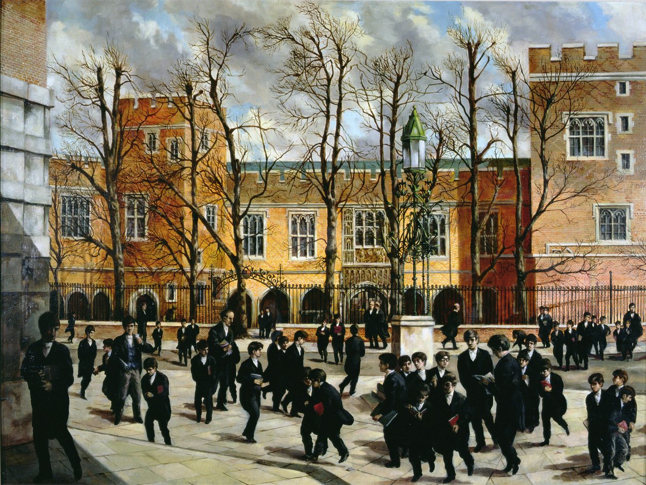 Der brennende Busch am oberen Ende der Common Lane, mit Blick auf die neuen Schulen, Eton College, ca. 1935 von English School