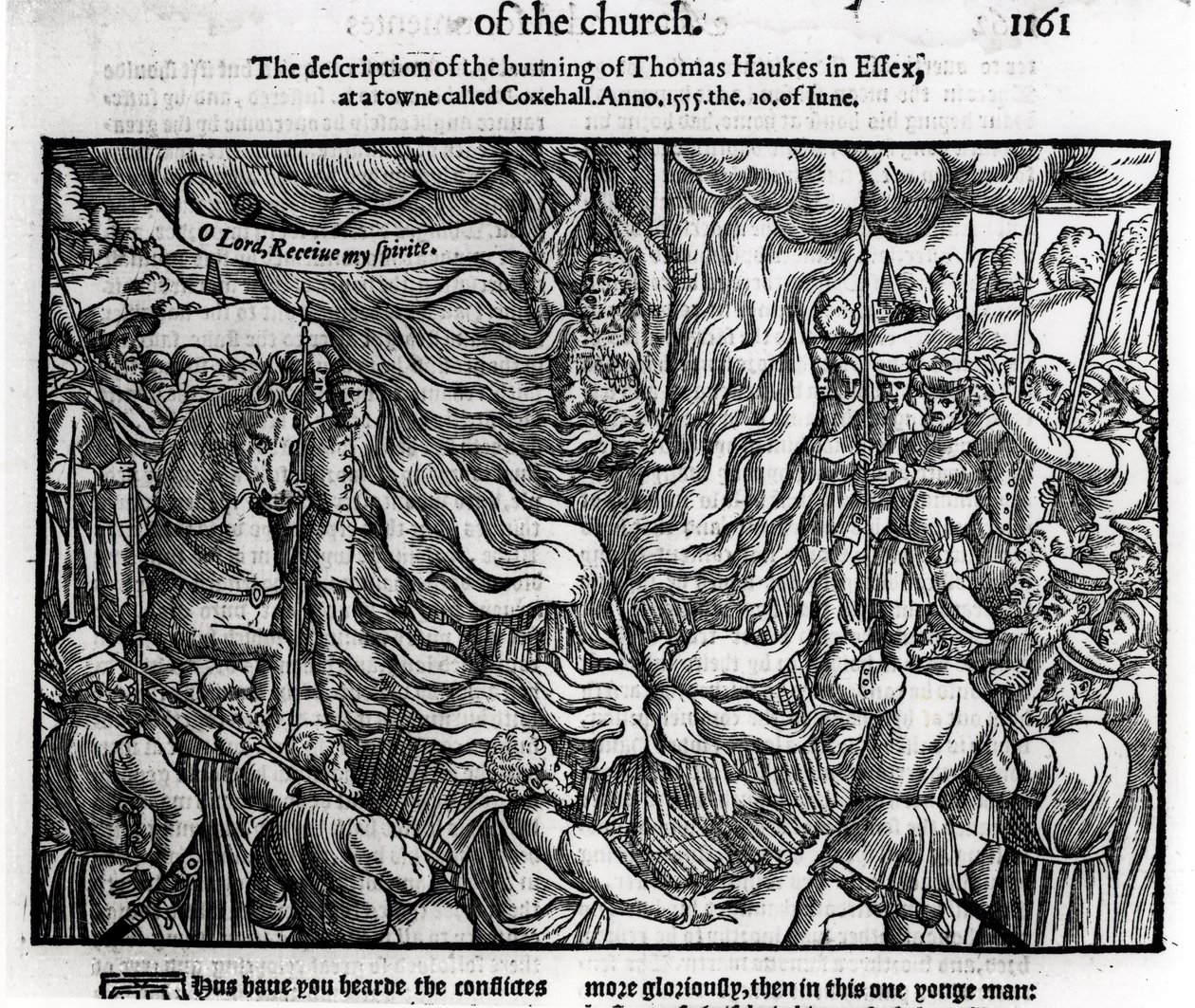 Die Verbrennung von Thomas Haukes, 10. Juni 1555, aus 