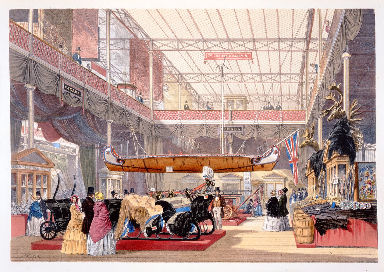 Die kanadische Halle aus Dickinsons Comprehensive Pictures of the Great Exhibition of 1851..., veröffentlicht von Dickinson Brothers, 1854 von English School