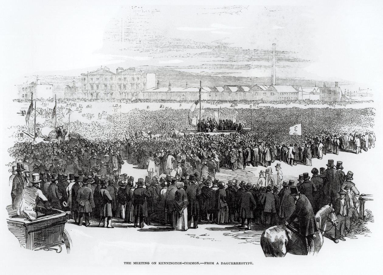 Das Chartistentreffen auf Kennington Common, April 1848 von English School