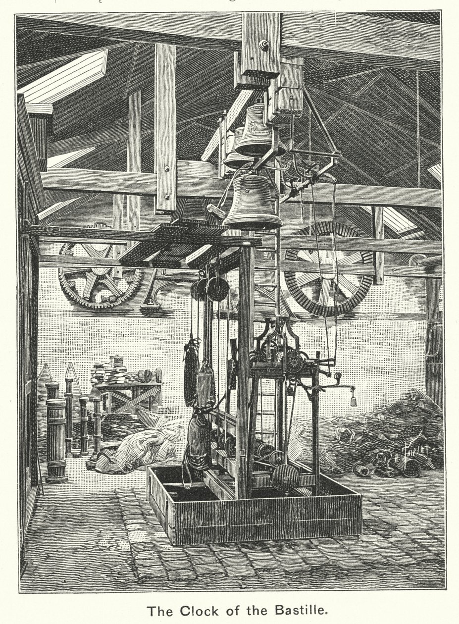 Die Uhr der Bastille (Gravur) von English School