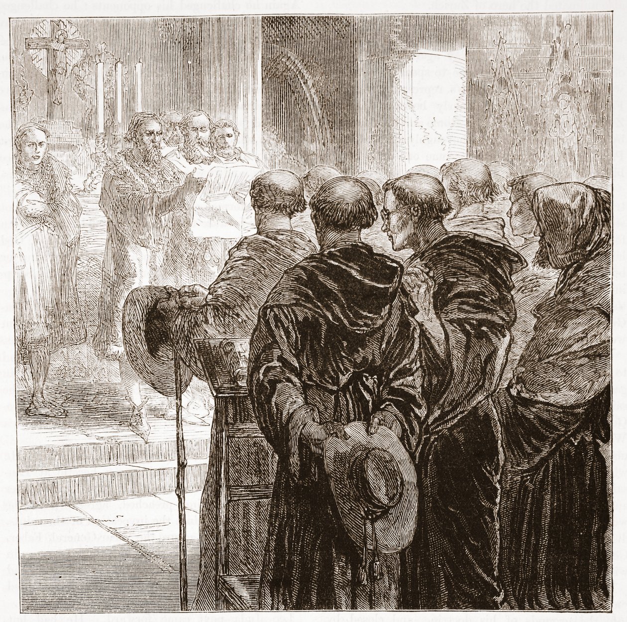 Die Räte lösen den Augustinerorden in Zürich auf, 1524, Illustration aus Die Geschichte des Protestantismus von James Aitken Wylie, veröffentlicht 1878 von English School