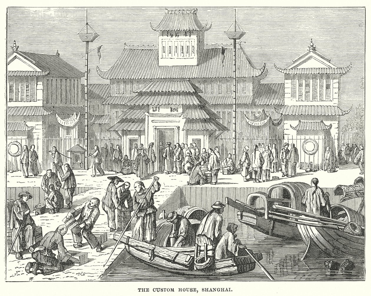 Das Zollhaus, Shanghai (Gravur) von English School