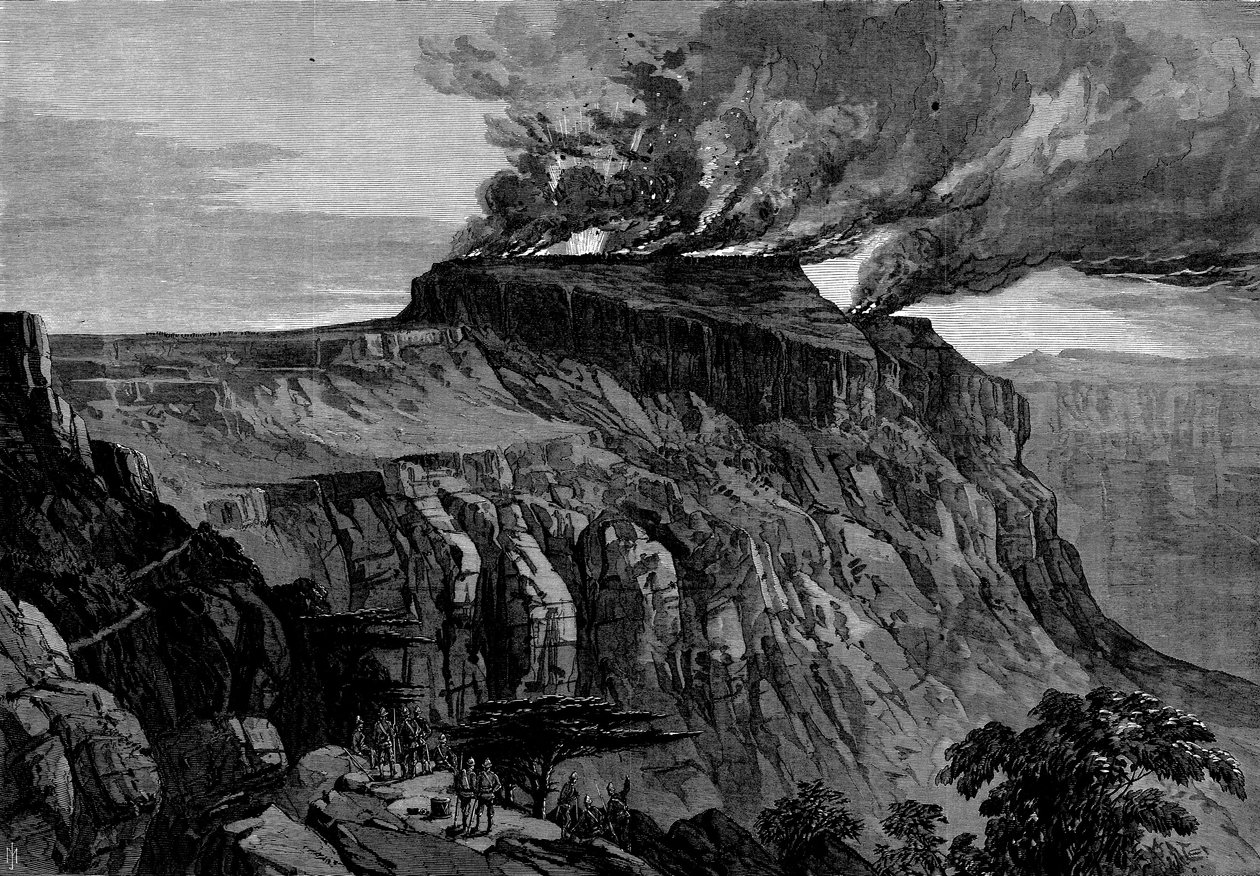 Die Zerstörung von Magdala, aus Die britische Expedition nach Abessinien, 1868 von English School