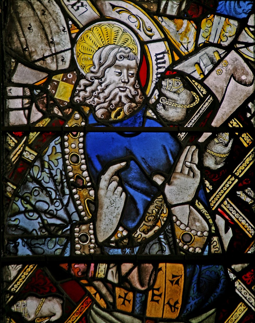 Ostfenster (Ew) mit Darstellung eines Propheten (komposite Figur) - mit farbigem Glas von English School