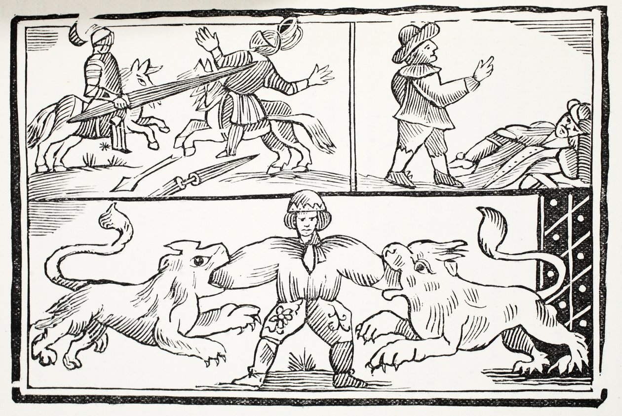 Die berühmte Geschichte des tapferen Londoner Lehrlings, Illustration aus Chap-books des achtzehnten Jahrhunderts von John Ashton, veröffentlicht 1882 von English School