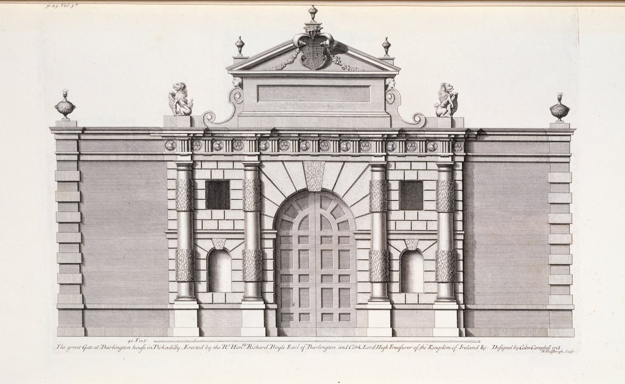 Das Große Tor am Burlington House, Piccadilly, aus 
