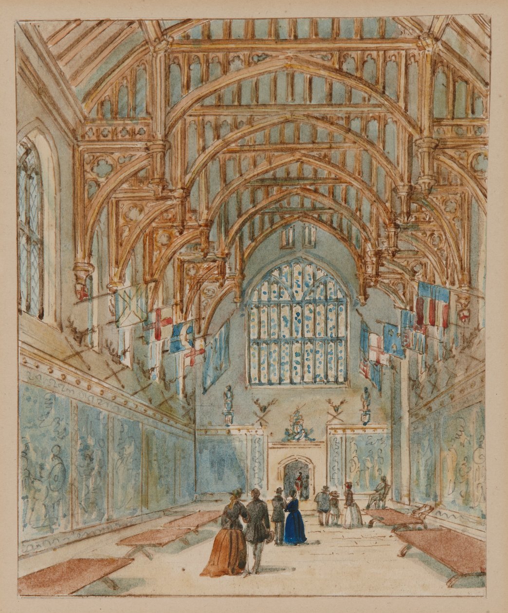 Die Große Halle, Hampton Court Palace, ca. 1860-70 von English School