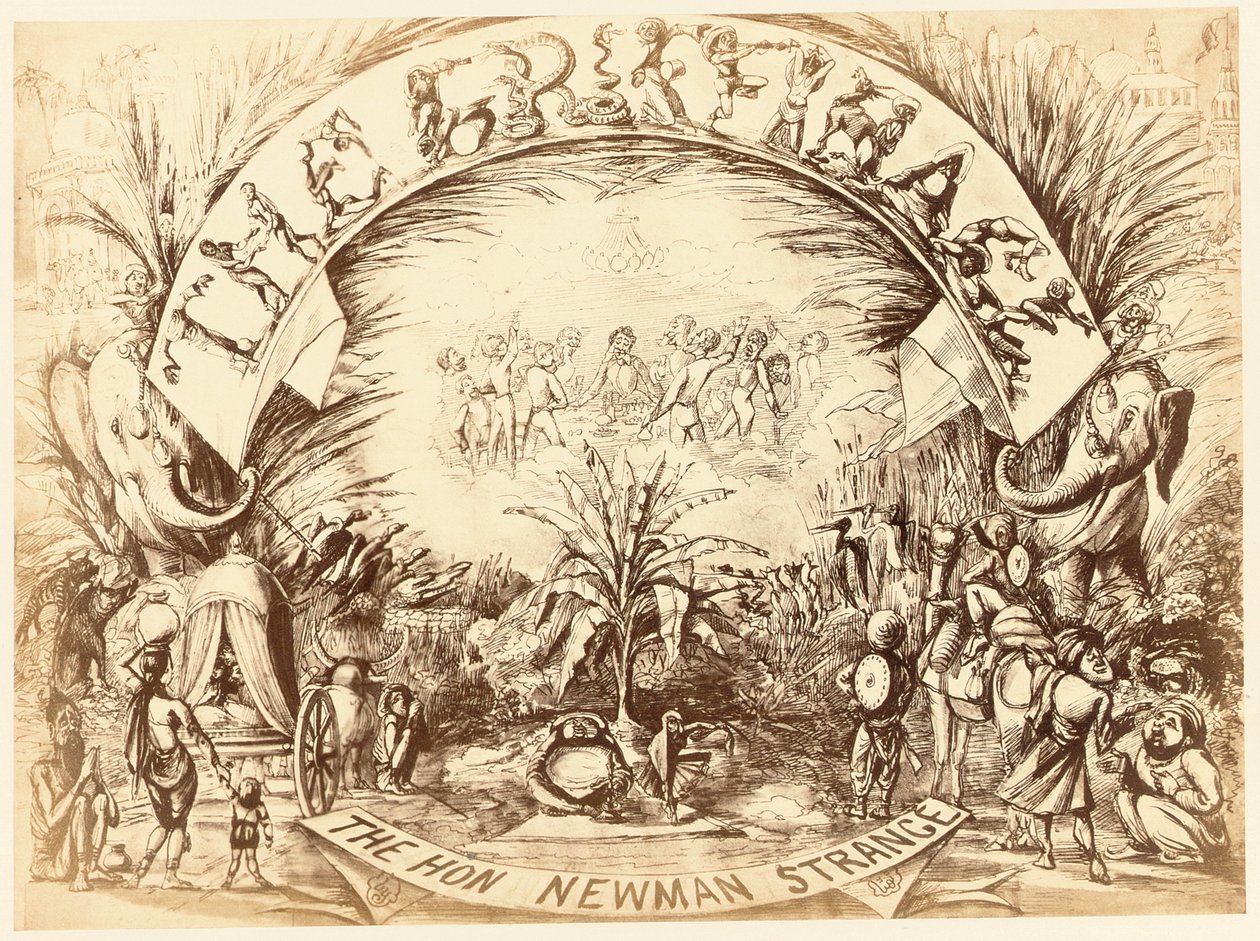 Der Griffinage, der ehrenwerte Newman Strange, Seite aus dem Delhi Sketchbook, 1850-54 von English School