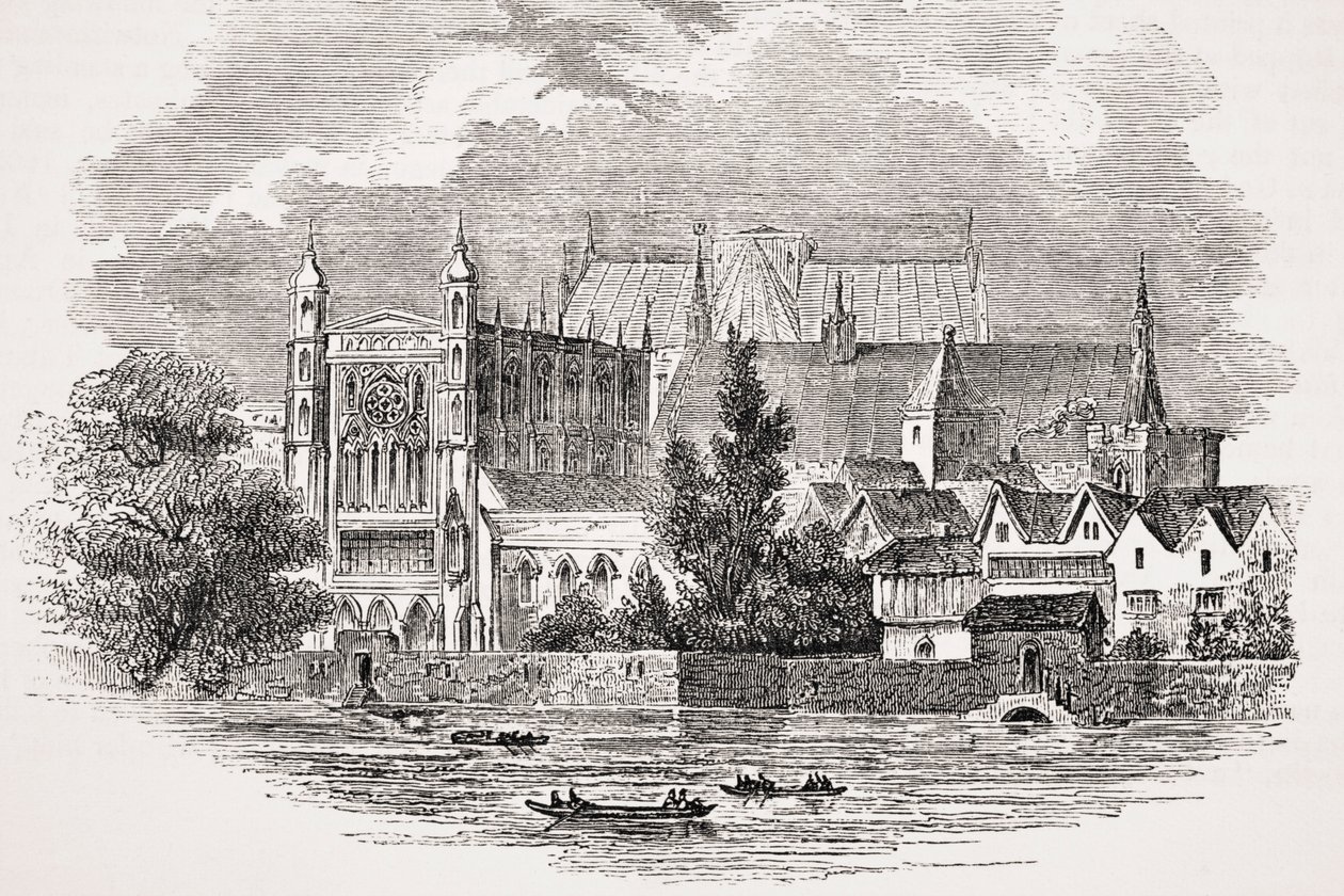 Die Häuser des Parlaments vom Fluss aus zur Zeit von John Hampden, aus 