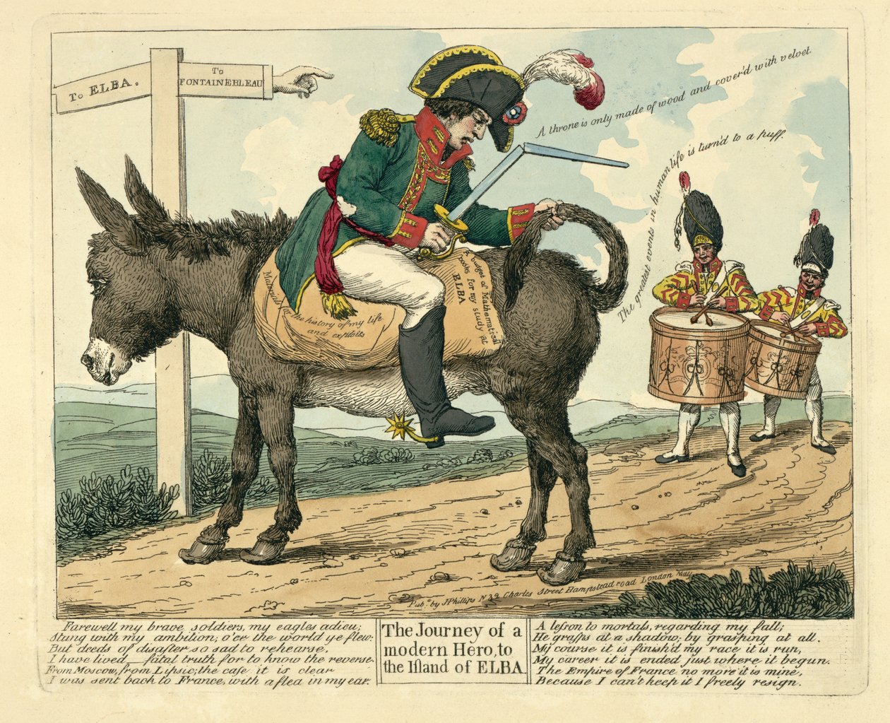 Die Reise eines modernen Helden zur Insel Elba, veröffentlicht in London, 1814 von English School