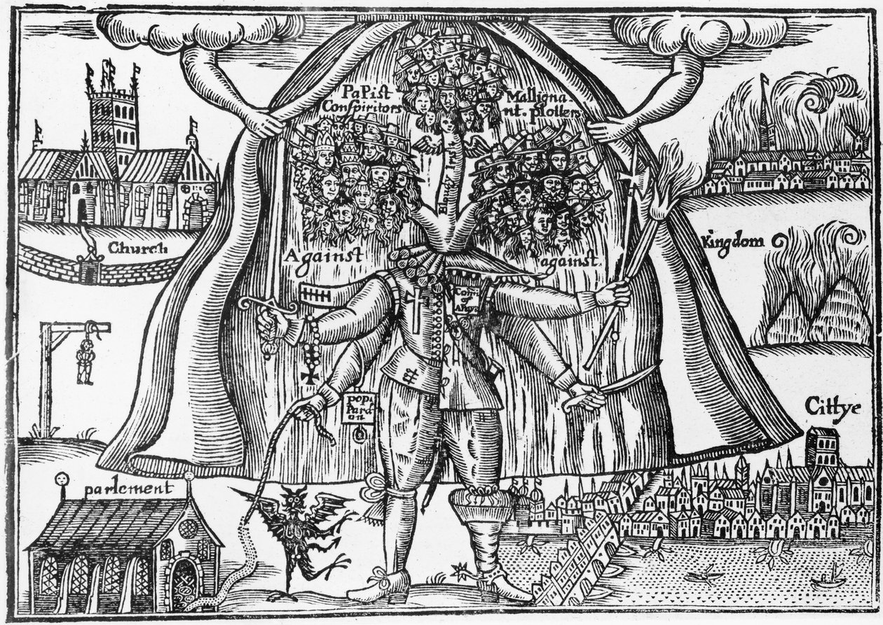 Das Monster des Königreichs, entlarvt vom Himmel, ca. 1640-43 von English School