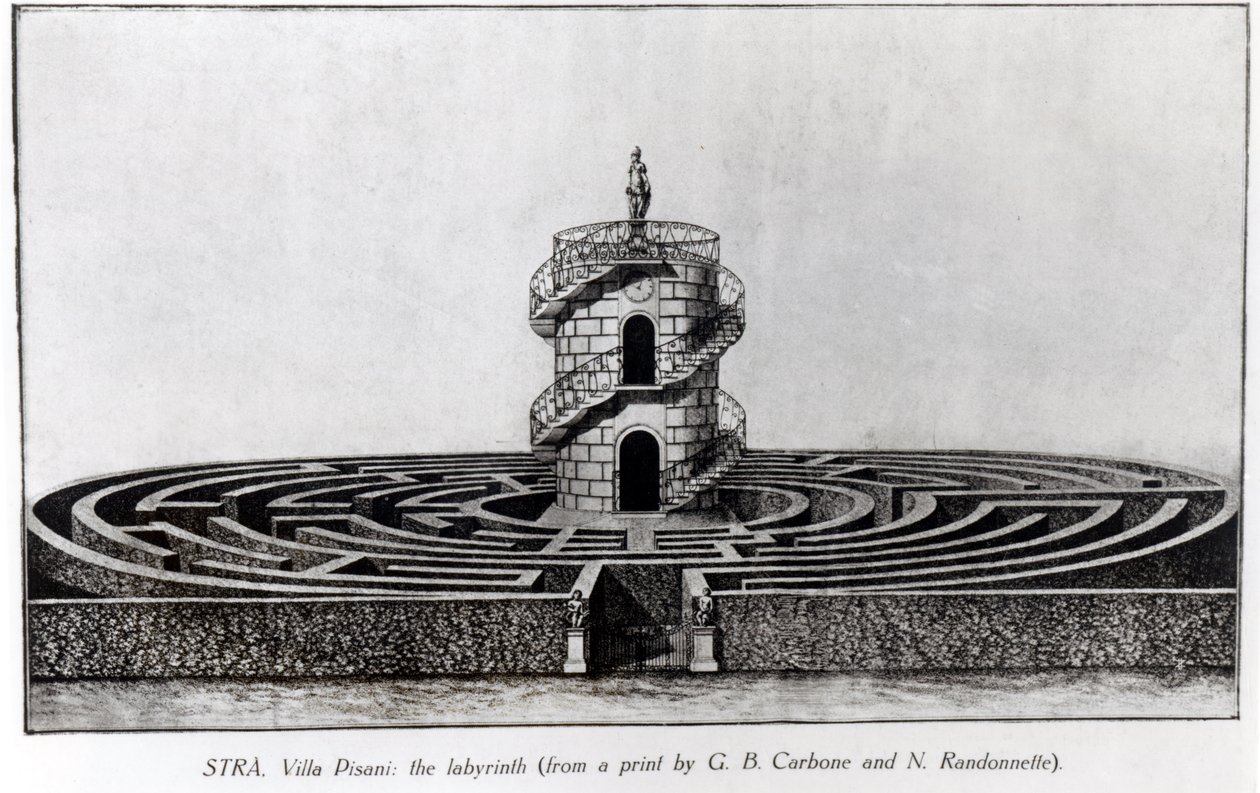 Das Labyrinth der Villa Pisani in Stra, nach einem Druck von Giovanni Battista Carboni (1723-83) und N. Randonnette von English School