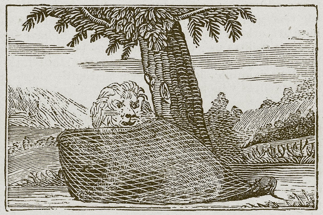 Der Löwe und die Maus (Gravur) von English School
