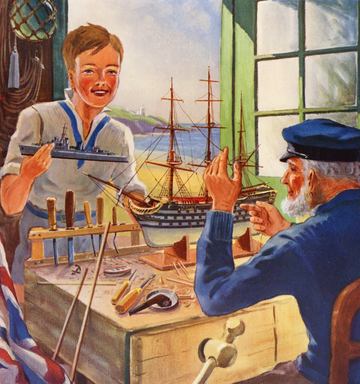 Der Nelson-Touch, alte und junge Schiffsmodellbauer von English School