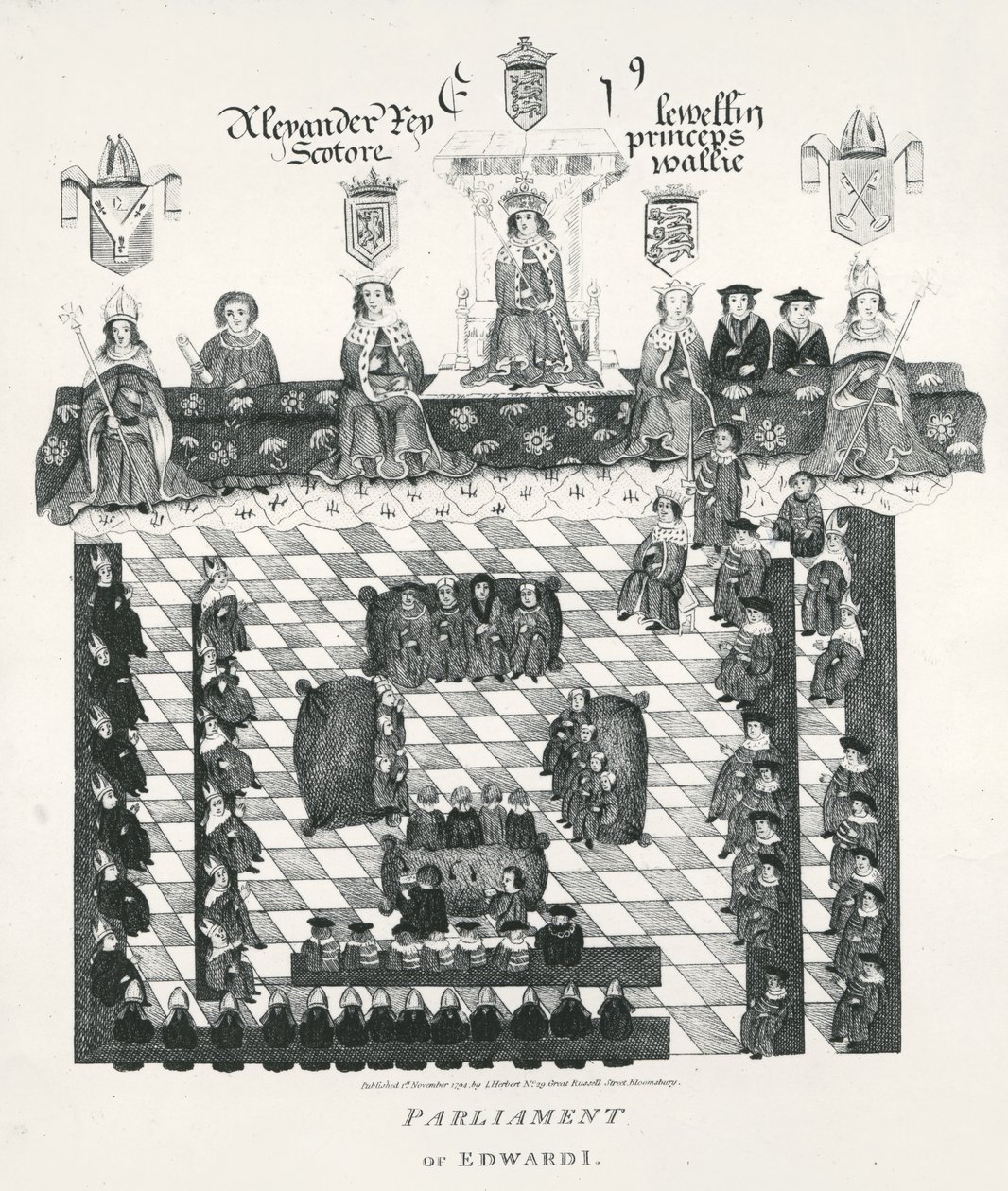 Das Parlament von Edward I. (1239-1307) Kopie aus dem Wriothesley-Manuskript von ca. 1523, veröffentlicht 1794 von English School