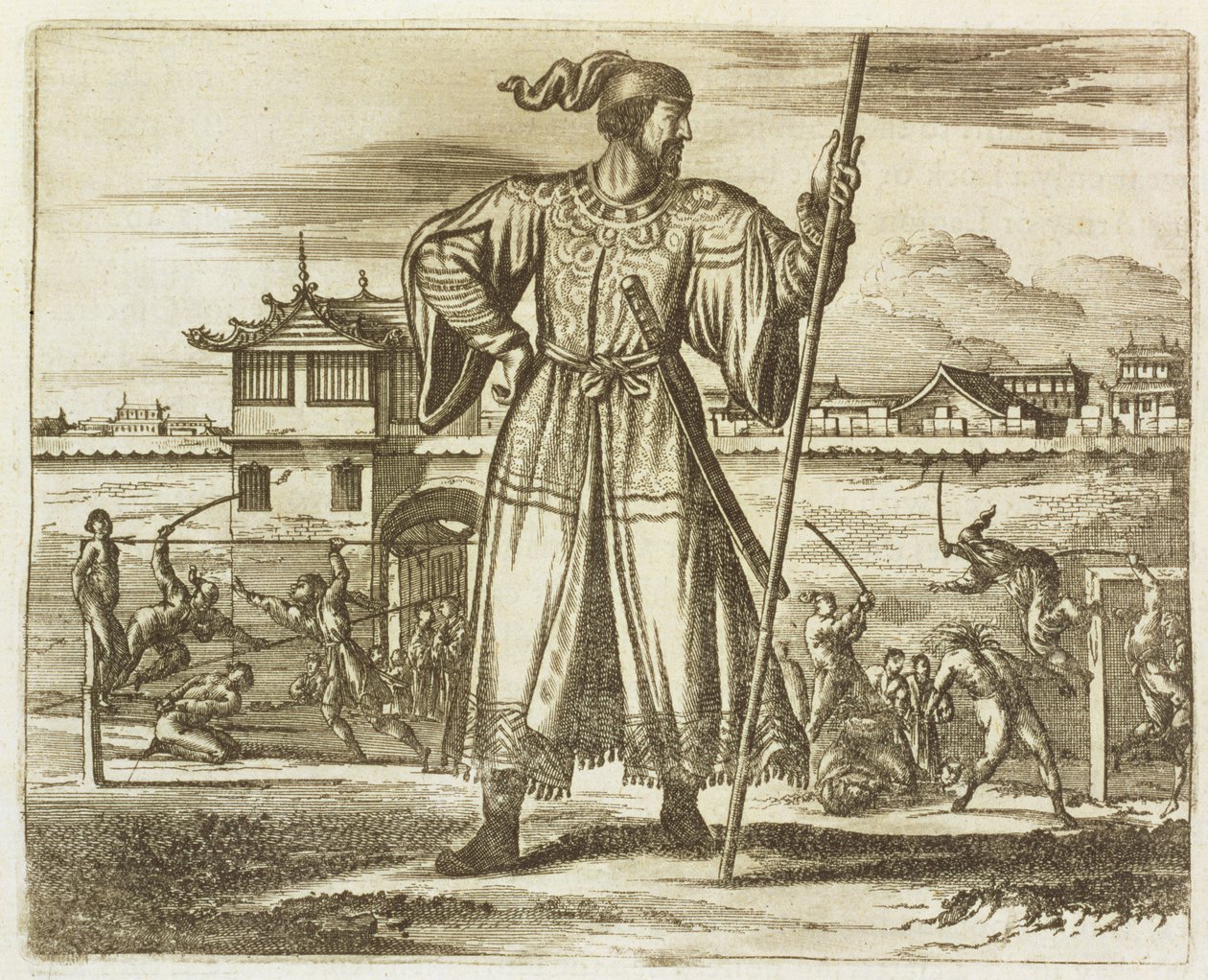Der Oberbefehlshaber der chinesischen Armee, Illustration aus einer Beschreibung der Gesandtschaften nach China, 1690 von English School