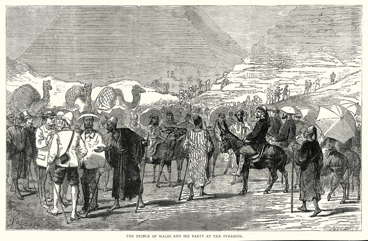 Der Prinz von Wales und seine Gesellschaft an den Pyramiden (Gravur) von English School
