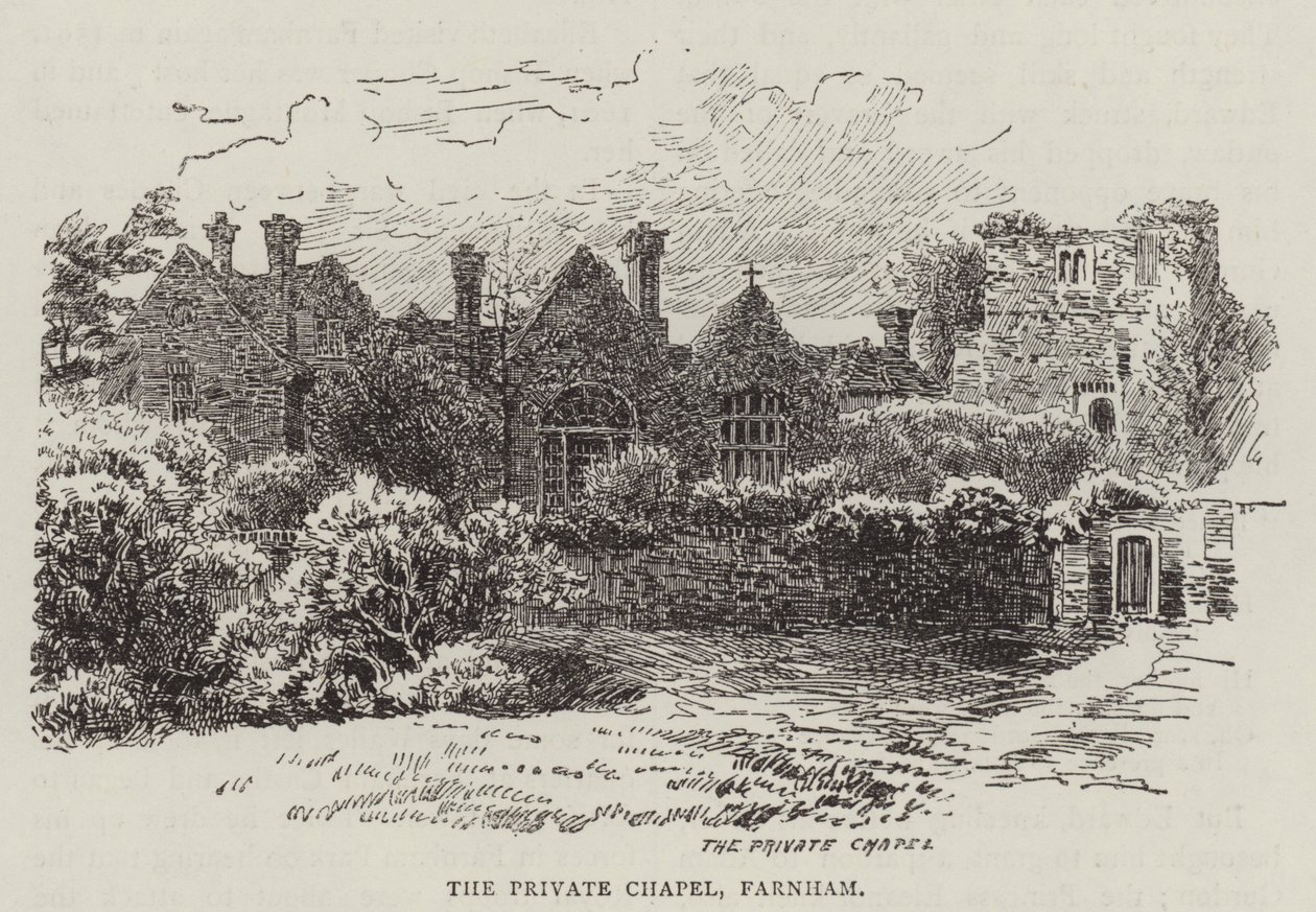 Die Privatkapelle, Farnham (Gravur) von English School