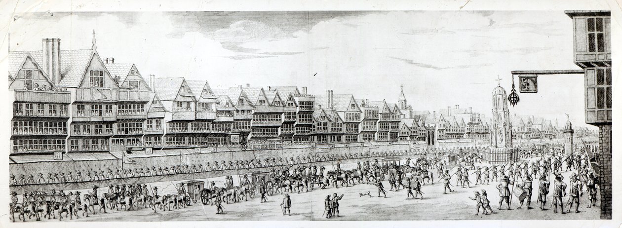 Die Prozession von Marie de Medici entlang Cheapside, 1638, veröffentlicht von William Herbert und Robert Wilkinson, 1809 von English School