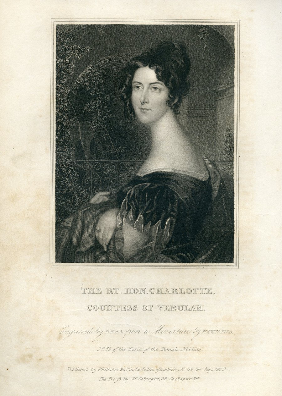 Die Rt. Hon. Charlotte, Gräfin von Verulam, 1830 von English School