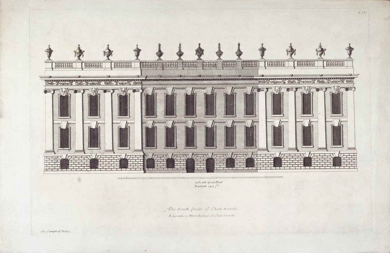 Die Südfront von Chatsworth, Illustration aus 