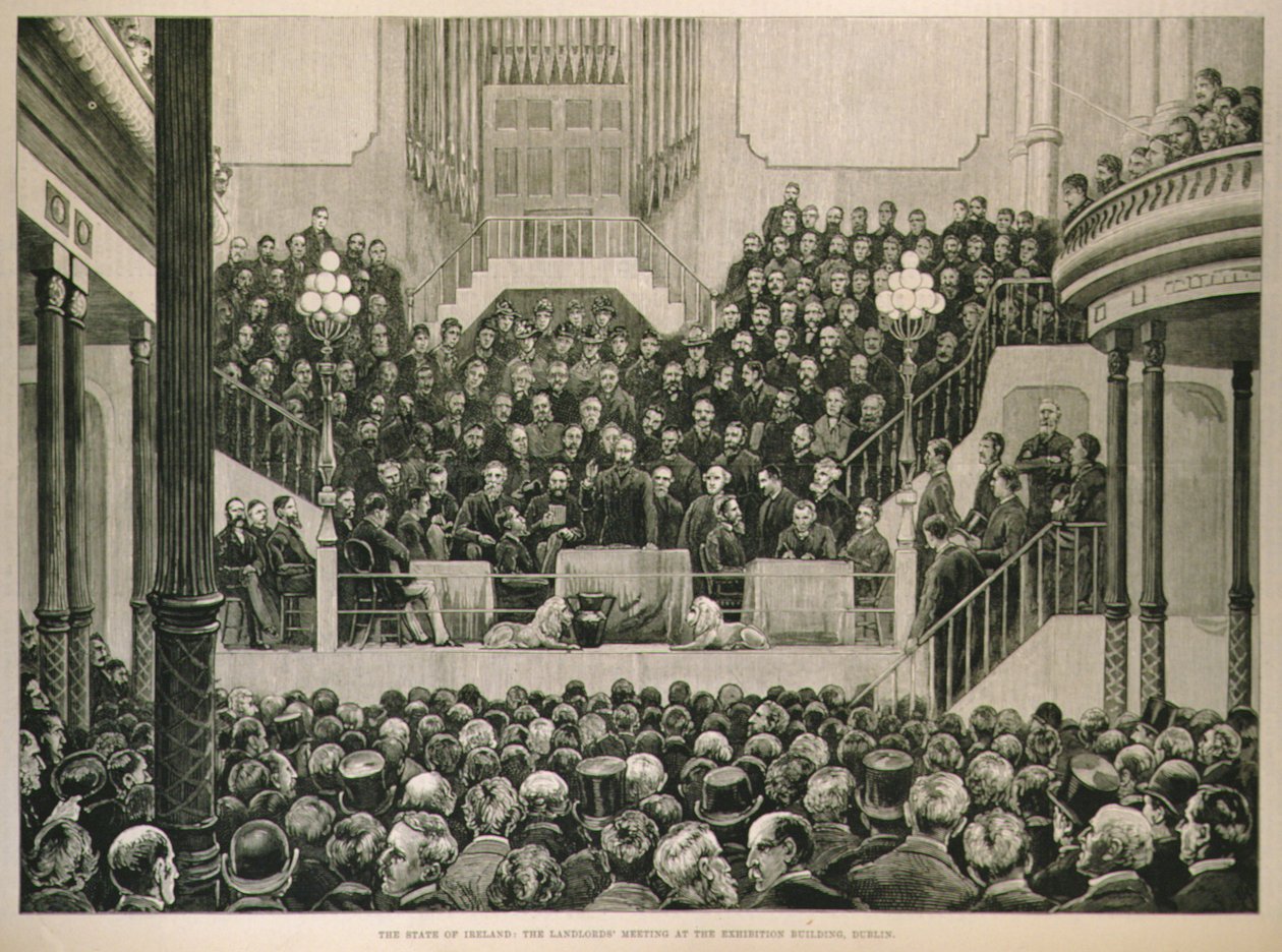 Der Zustand Irlands: Das Treffen der Grundbesitzer im Ausstellungsgebäude, Dublin von English School