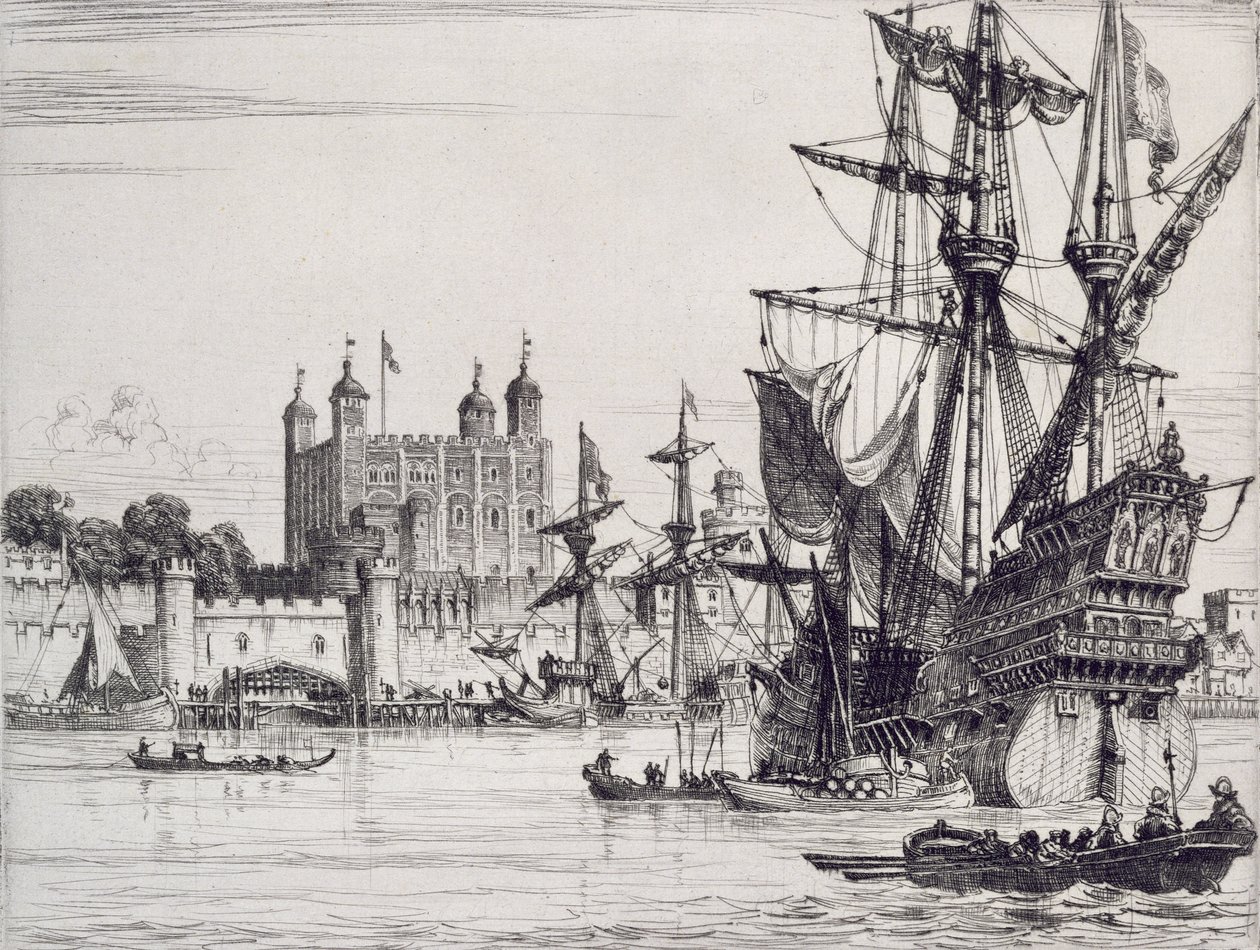 Der Tower of London im Mittelalter von English School