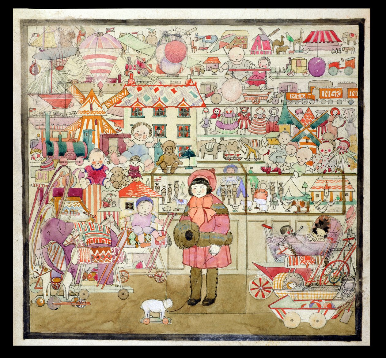 Der Spielzeugladen zu Weihnachten, ca. 1910 von English School