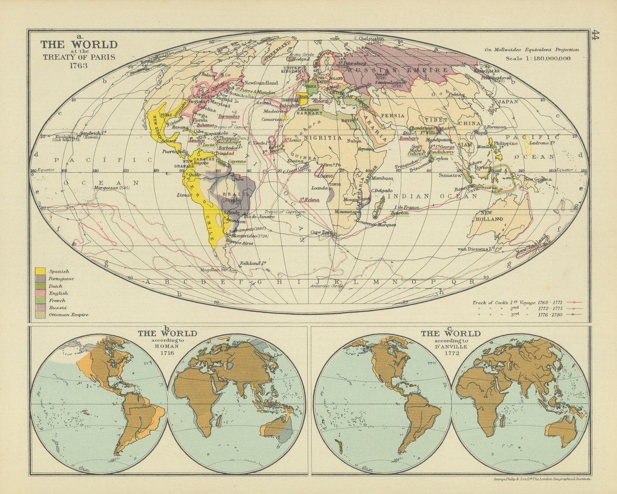 Die Welt beim Vertrag von Paris 1763 von English School