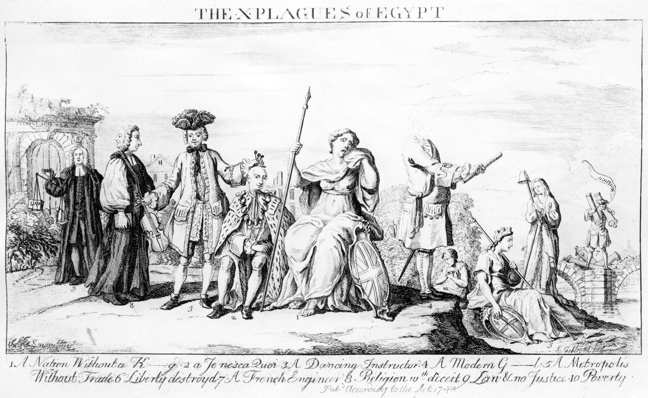 Die X Plagen Ägyptens, um 1749 von English School
