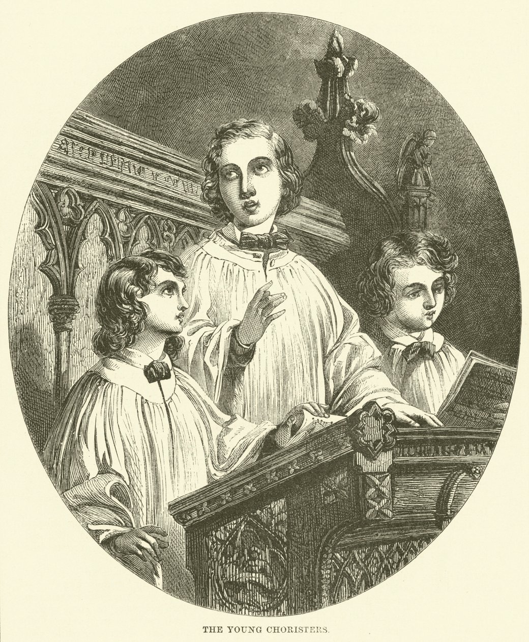Die jungen Chorsänger (Gravur) von English School