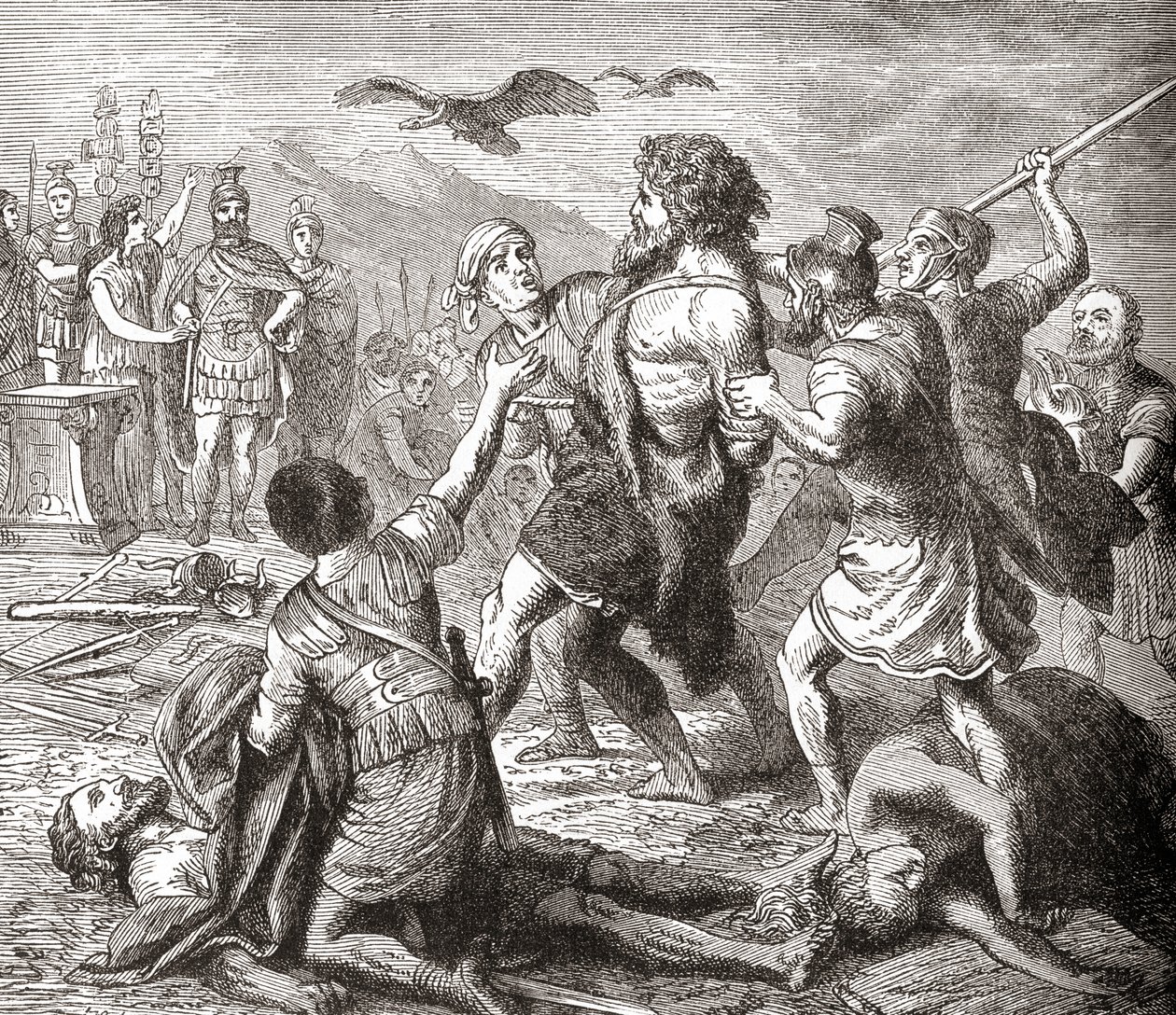 Die Gefangennahme von Teutobochus, einem legendären Riesen und König der Teutonen, aus Ward und Locks Illustrierter Weltgeschichte, ca. 1882 von English School