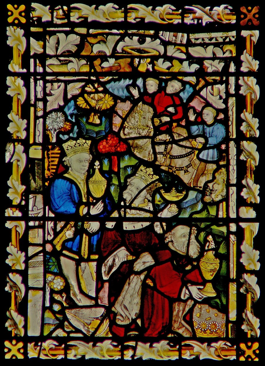Das Ostfenster, das die Anbetung der Weisen darstellt von English School