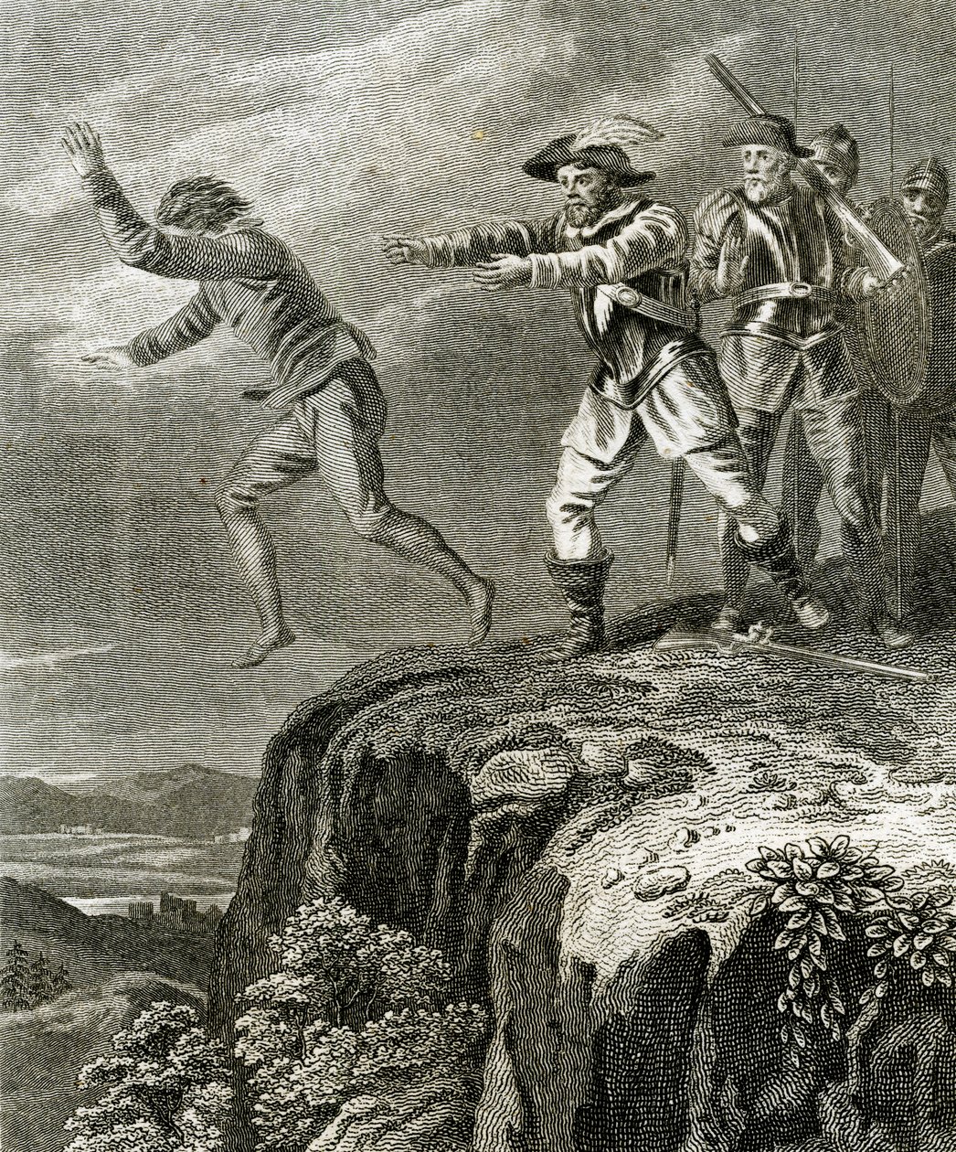 Die Flucht des protestantischen Märtyrers Anthony, Guiguo, um 1830 (Gravur) von English School