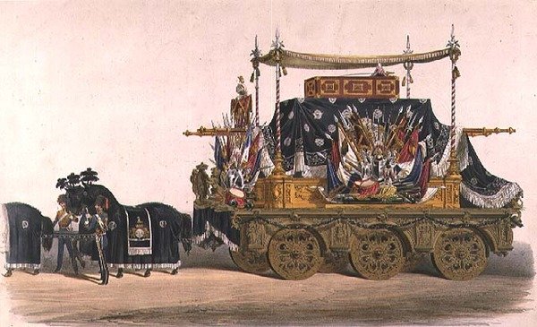 Der Leichenwagen des Herzogs von Wellington (Farblithografie) von English School