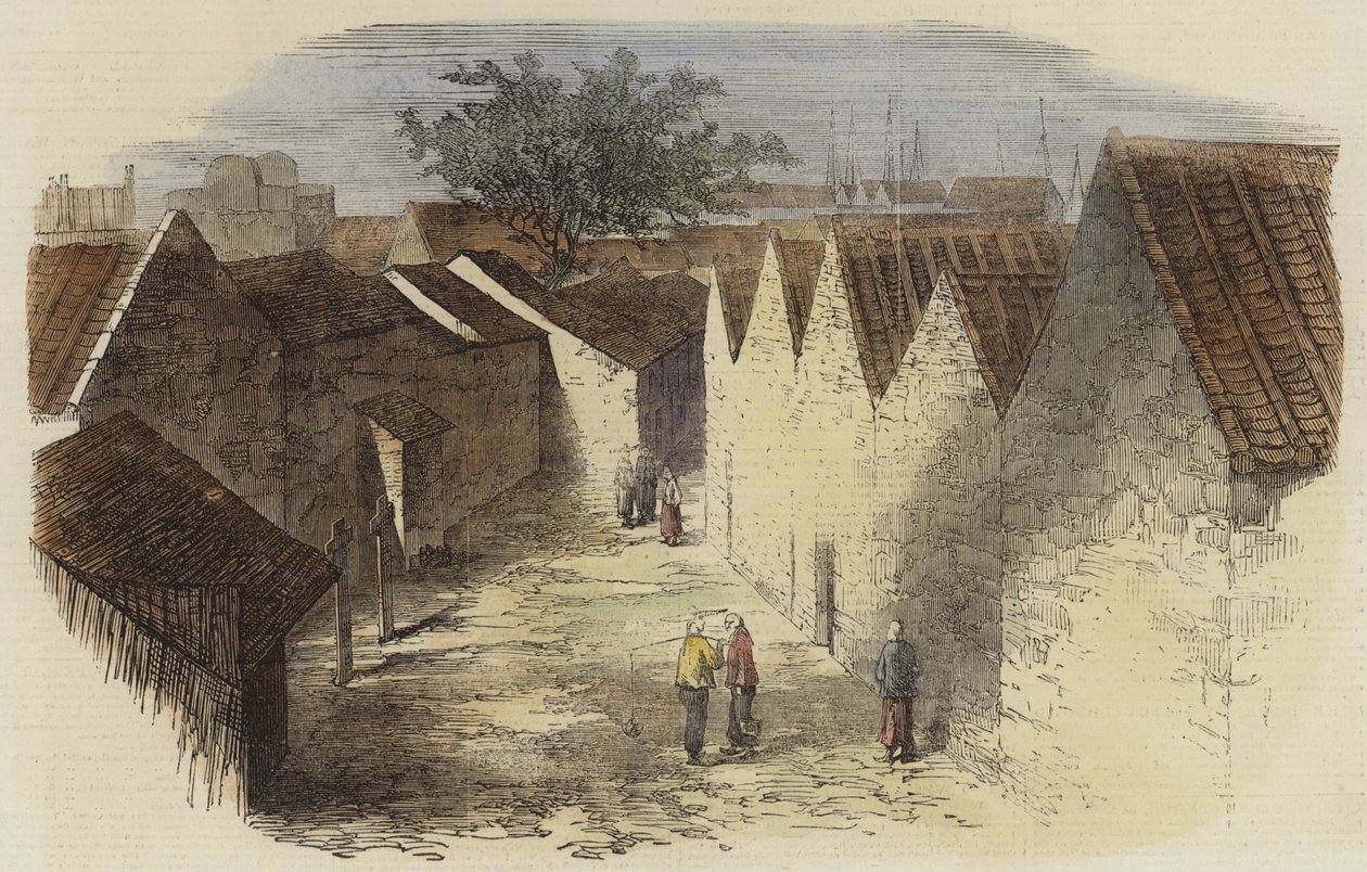 Der Hinrichtungsplatz in Kanton, China (kolorierte Gravur) von English School